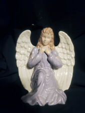 Ceramic Porcelain Praying Kneeling Angel  Figurine Religious  7” Tall picture