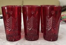 Mikasa CHRISTMAS TREE Red Crystal Highball Glasses Set of 6.  5.5” Tall picture
