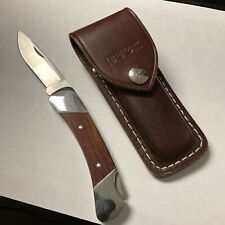 Buck 500 X Duke Knife USA Exotic Hardwood W/Custom Leather Belt Sheath picture