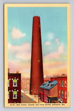 c1934 Linen Postcard Baltimore MD Maryland Shot Tower Fayette & Front Streets picture