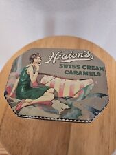 Vintage Brass Tin Heaton’s Swiss Cream Caramels 1890 England, 5.5