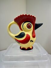 ERPhila Ditmar Urbach Czech Pottery Red/Yellow Rooster Pitcher 5.75