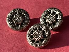 Lot Of 3 Antique Mirror Twinkle Back Buttons Shank Back picture