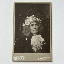 Antique Cabinet Card Photograph Woman Wearing Pom Pom Hat Abraham Lincoln Pin picture