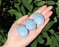 Blue Calcite Hand Polished Stones: Palm Stone, Blue Calcite Pebble Stone picture