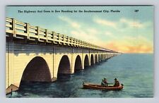 FL-Florida, Overseas Highway, Boating Under Antique Souvenir Vintage Postcard picture
