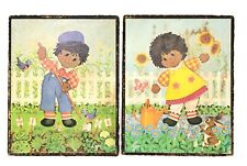 Stapco NY Lyn Set of Black RAGGEDY ANN & ANDY Litho Pictures Wall Hangings 14.5 picture