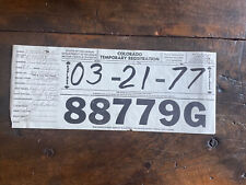 1977 Vintage Colorado Temporary License Plate Tag # 88779 G 1969 Ford picture