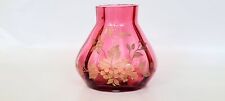 Nice Victorian Cranberry Cabinet Vase Intaglio Cut Gold Gilt Design Lovely picture