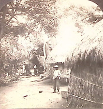 1907 PANEMA NATIVE HUTS AND PEOPLES OF THE TROPICS C L WASSON STEREOVIEW Z1561 picture