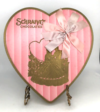Vintage Schrafft’s Chocolates Heart Box Pink, Embossed gold tone, Flat Bow picture
