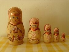 Vintage Hand Painted Coprueb Nesting Dolls Set of 5 - Gorgeous - Signed picture