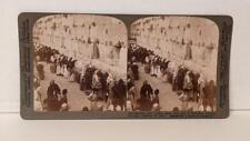 a076, U & U, Stereoview, The Jews at the Wailing Wall, Jerusalem (25)-3104, 1897 picture