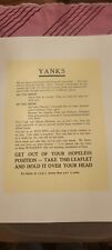 WW 2 Propaganda Leaflet YANKS From Germans picture