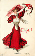 Cornell University College Belle With Pennant Postcard 1515 Ullman 1905 picture