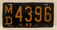 NEW JERSEY MEDICAL DOCTOR  LICENSE PLATE “MD 4396” 1952 picture