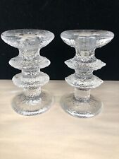 Two Iittala Festivo 2Ring Glass Candlestick Candle Holders Signed Timo Sarpaneva picture