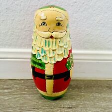 Vintage Midwest Of Cannon Falls Christmas Santa Wood Nesting Doll W/ Elves 7 Pcs picture