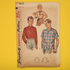 Vintage 1950s Simplicity Boy’s Shirt Sewing Pattern - 4543 - Size 10 - Complete picture