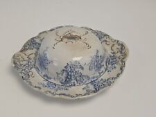 Rare vintage Covered Butter / Cheese Dish Serving Antique Blue picture