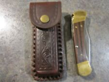 Vintage BUCK.110. USA 1974-80 1 blade lockback knife in leather sheath EUC picture
