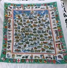 Vintage Map Of Germany Tablecloth - Crests, Castles, Towns Made in 1960s Nice picture