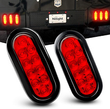 Oval Red Trailer Lights LED Tail 2PCS Waterproof W/ Surface Plugs RV Truck Jeep  picture
