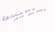 Peter Orlando Signed Autographed Index Card D-Day WWII US Navy Omaha Beach picture