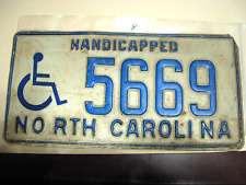 LICENSE PLATE  NORTH CAROLINA  5669  HANDICAPPED PLATE  #8 picture