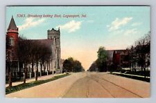 Logansport IN-Indiana, Broadway Looking East, Antique Vintage c1913 Postcard picture