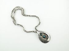 Native American Sterling Silver Turquoise Necklace Navajo Pearls picture