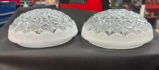 Vintage Art Deco Frosted  Diamond Glass Lamp Shade Globe Matching Pair  picture