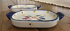Temp-tations Old World Blue 2 Mini Oval Serving Tray Dish Fruit Cheese Crackers picture