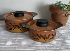 Vintage Multi ware Casserole Pot Wheat Pattern 7 1/2” And 6”Made In Hongkong 60s picture