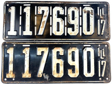 Vintage Illinois 1917 Car License Plate Set Slotted Garage Man Cave Wall Decor picture