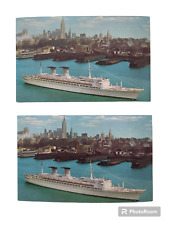 Lot of 2 Vintage Postcards Ship T/N Michelangelo Raffaello Italian Line picture