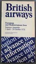 BRITISH AIRWAYS EUROPEAN & MEDITERRANEAN ADVANCE TIMETABLE SUMMER 1978 BA  picture