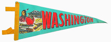 Vintage WASHINGTON STATE Indian Apple Truck Mountain Red Blue Felt Pennant - 17