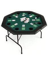 Folding Poker Table Octagon 8 Player Casino Leisure Texas Blackjack W/Cup Holder picture