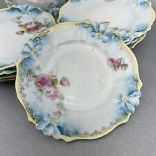 Antique Set Of 5 German Porcelain Scalloped Painted Floral Bread Plates 6” Uk picture