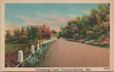 Linen~Road Scene Greeting From Fredericktown Missouri~Vintage Postcard picture