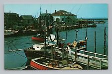 Postcard Menemsha Basin Martha's Vineyard Coast Guard Station Fishing Fleet MA picture