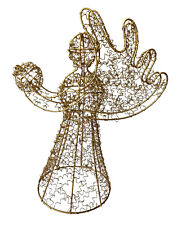 Vintage Christmas Angel Tree Topper Gold Curly Wire Metal Sparkly Table Decor picture