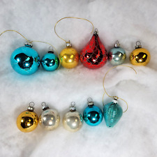 Christmas Mercury Glass Balls Teardrop Mica Rainbow Shiny Brite Poland Lot of 11 picture