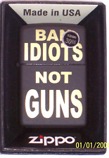 New ZIPPO Windproof USA oil Lighter 854733 Ban Idiots Not Guns Black Matte Case picture