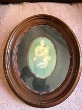 13x11 Framed Victorian Madonna And Child Mauve Ribbon And Crushed Velvet Nor picture