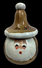 Christmas Santa Turned Wood Adorable 6” Tall Hand Painted Wood Grain S15 picture