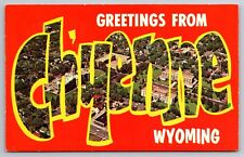 1963 Greetings from Cheyenne,WY Aerial ST.Capitol Large Letter Wyoming Postcard picture