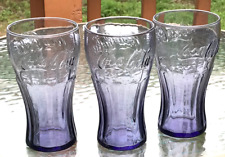 Lot of 3 Vintage Coca Cola Glasses Colored Amber Blue Purple McDonalds picture