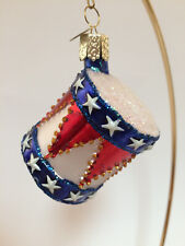 Old World Christmas Patriotic Red White & Blue Toy Drum Ornament with Box picture
